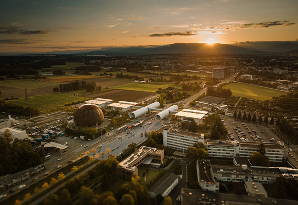 Aerial view of CERN postcard