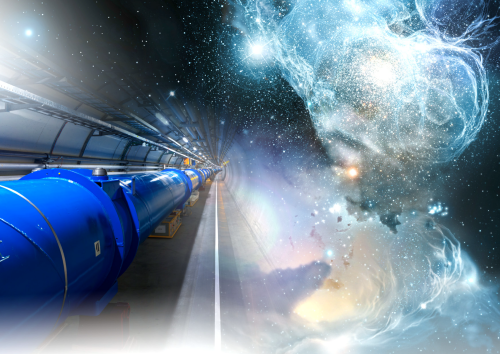 Artistic view of the LHC Tunnel and the Universe