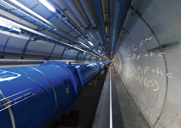 LHC tunnel with the formula postcard