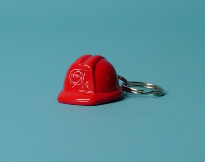 Red key ring CERN helmet